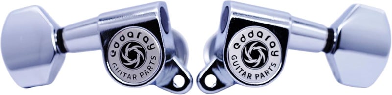 Eddaray Store Guitar Machine Heads (3R + 3L) – 1:15 Gear Ratio Sealed Tuning Key Pegs Tuners Set with Hexagonal Shaped Knob Replacement, (E-1001, Chrome) - Image 4